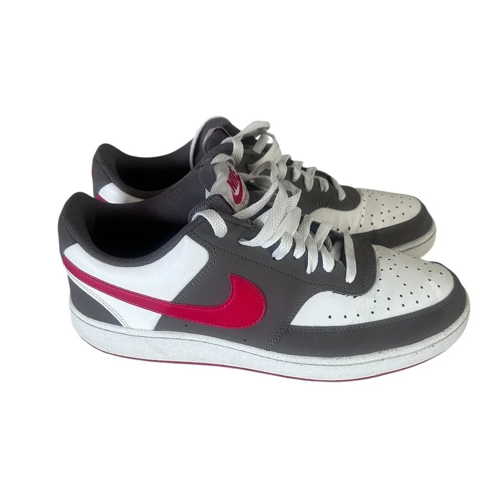Nike Court Vision Low Mens Size 10 Grey White and Red Prime Sneakers DM0459-101